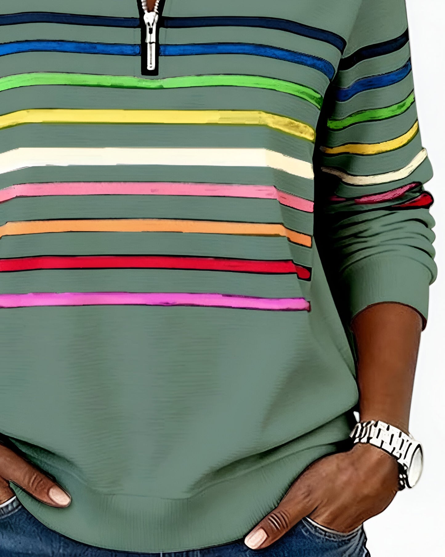 Kira™ | Pull zippé rayé décontracté