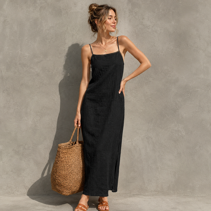 Ivara™ | Robe Longue Effet Lin Couvrant Le Ventre