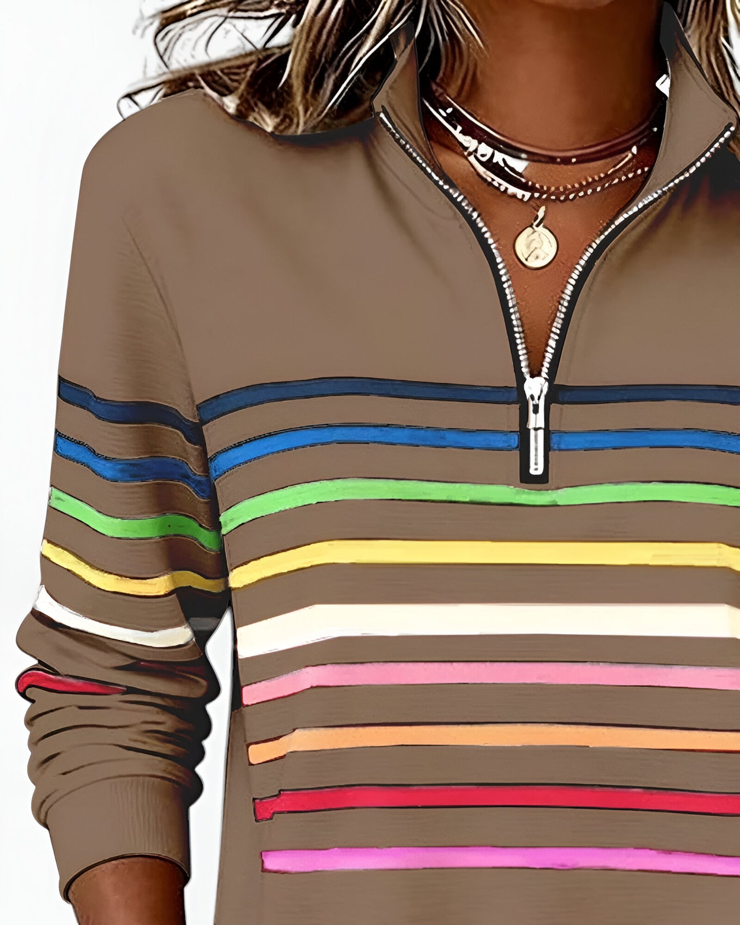 Kira™ | Pull zippé rayé décontracté