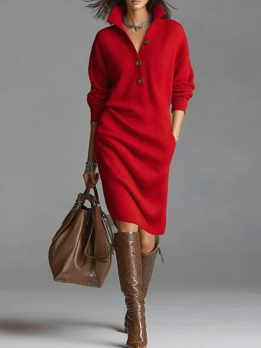 Norlyn™ | Robe midi côtelée chic