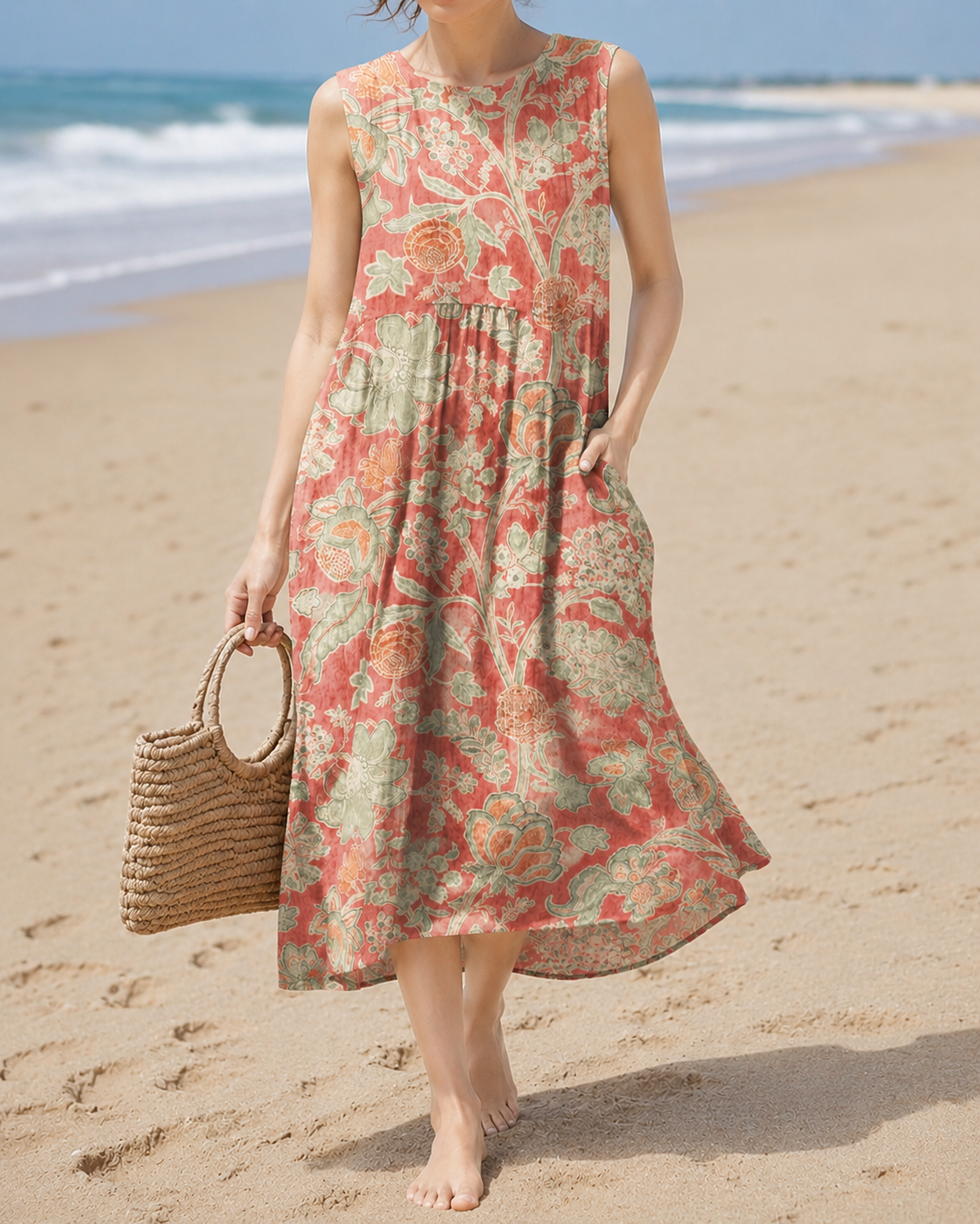 Rose™ | Robe midi à fleurs légère et camouflante pour le ventre