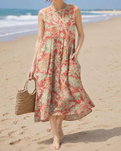Rose™ | Robe midi à fleurs légère et camouflante pour le ventre