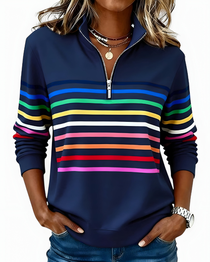 Kira™ | Pull zippé rayé décontracté