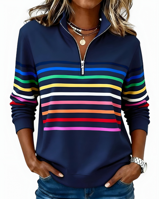Kira™ | Pull zippé rayé décontracté