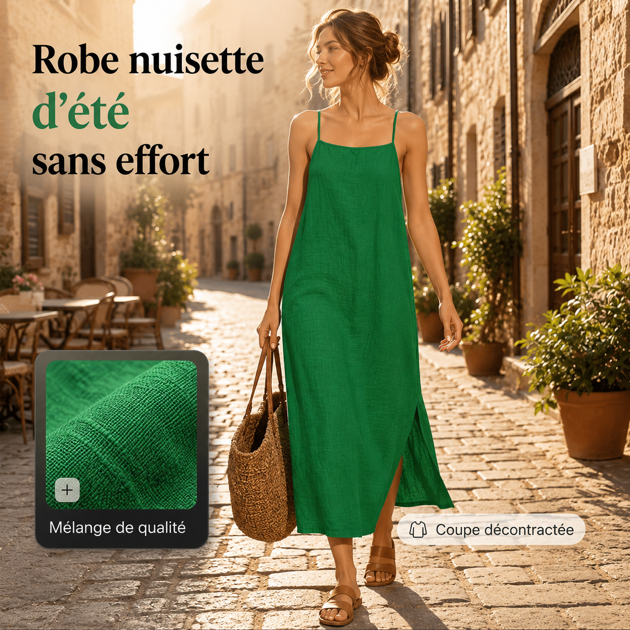 Ivara™ | Robe Longue Effet Lin Couvrant Le Ventre