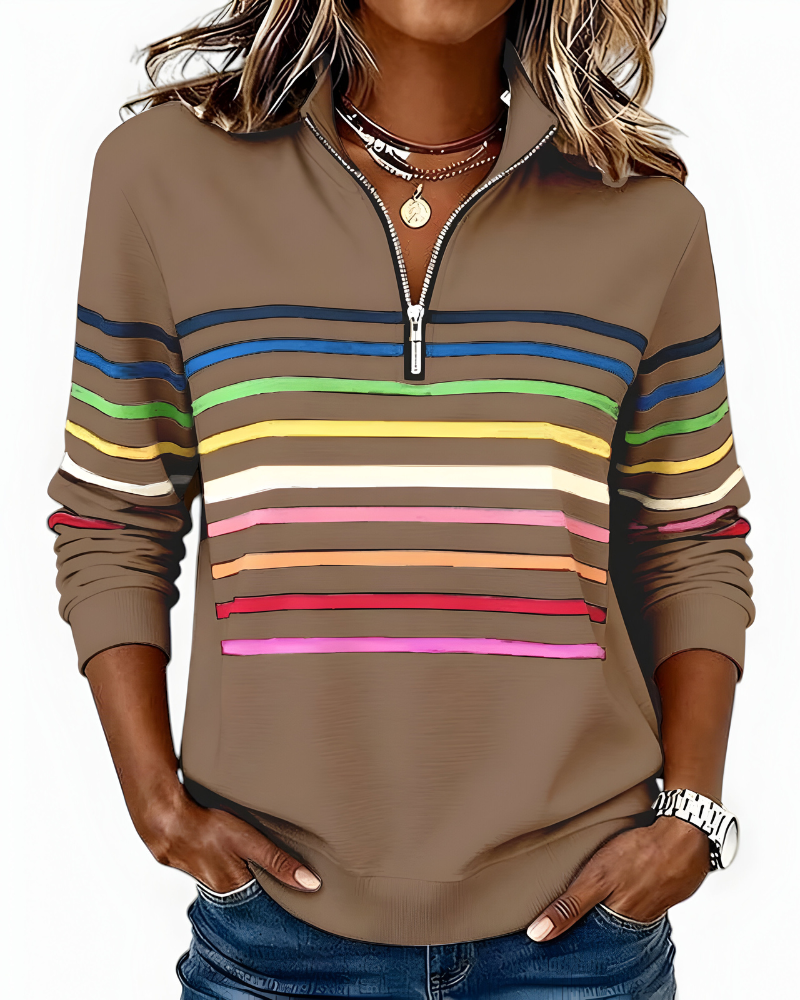 Kira™ | Pull zippé rayé décontracté