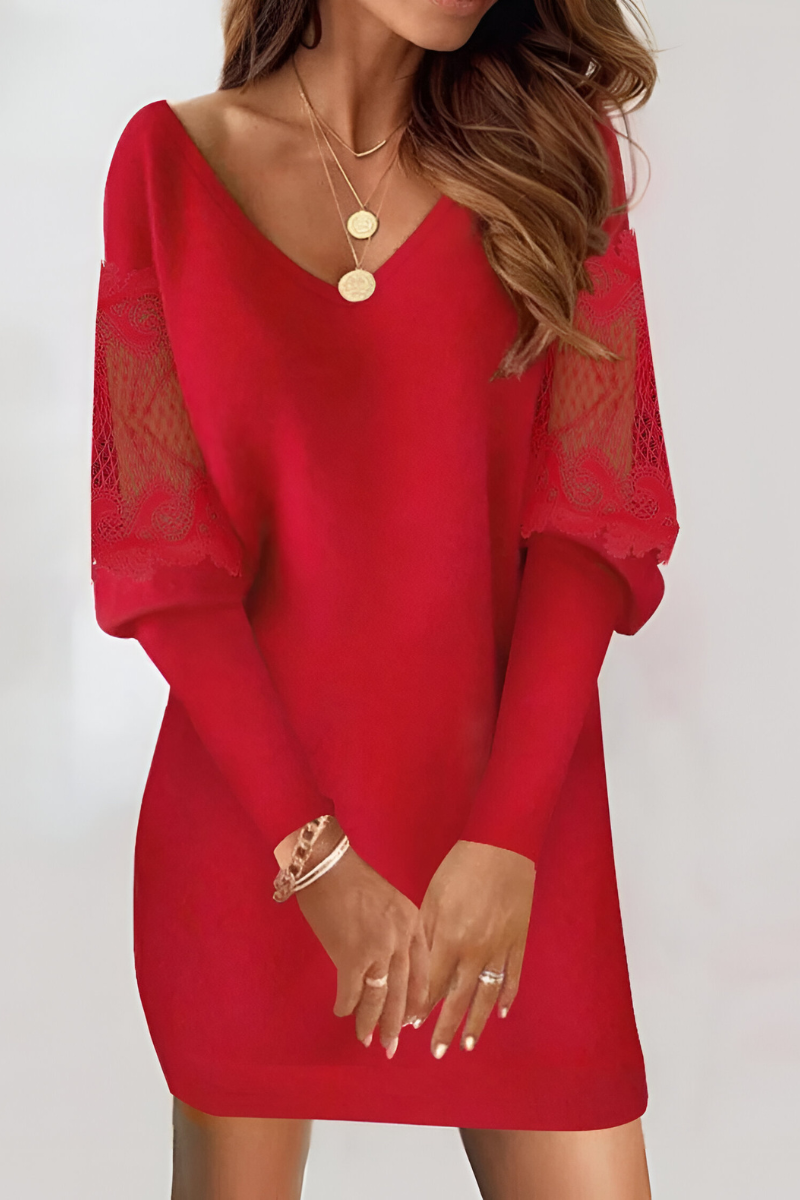Mila™ | Élégante Robe à Manches en Dentelle