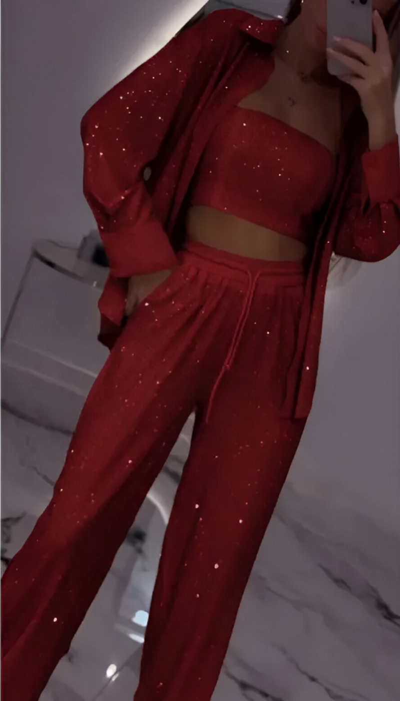 Nola™ | Ensemble de salon moderne en sequins 3 pièces