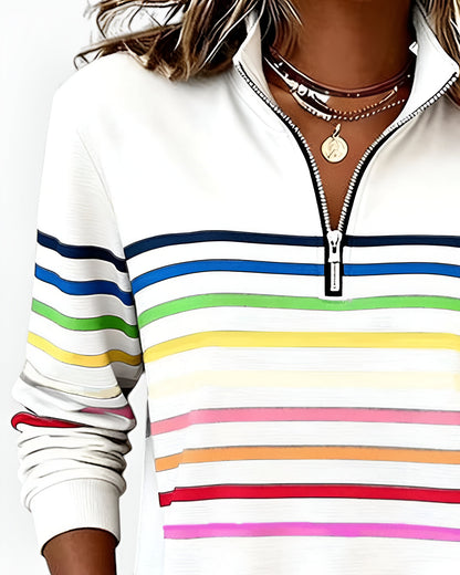 Kira™ | Pull zippé rayé décontracté