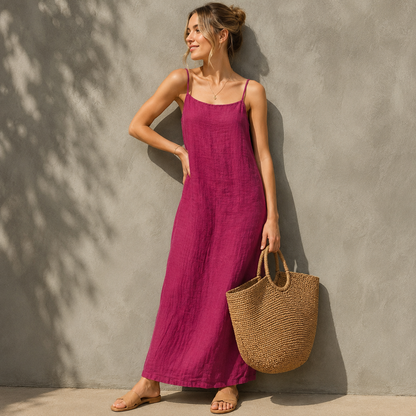 Ivara™ | Robe Longue Effet Lin Couvrant Le Ventre