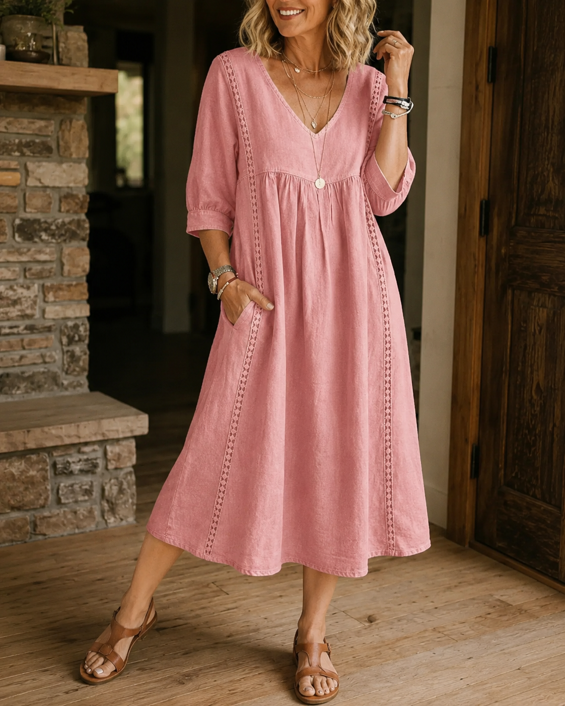 Nessa™ | Robe Midi Aérienne Avec Détail En Dentelle Couvrant Le Ventre