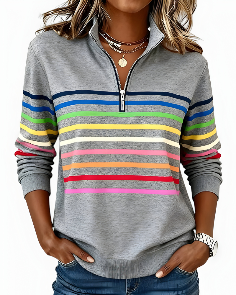 Kira™ | Pull zippé rayé décontracté