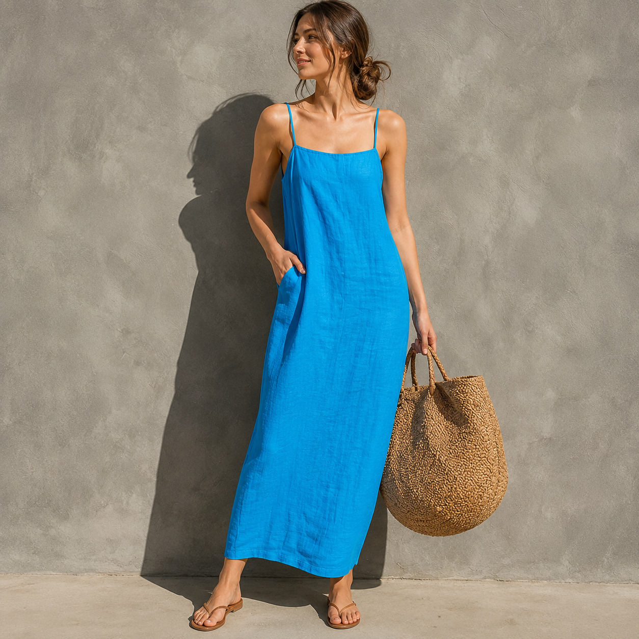 Ivara™ | Robe Longue Effet Lin Couvrant Le Ventre