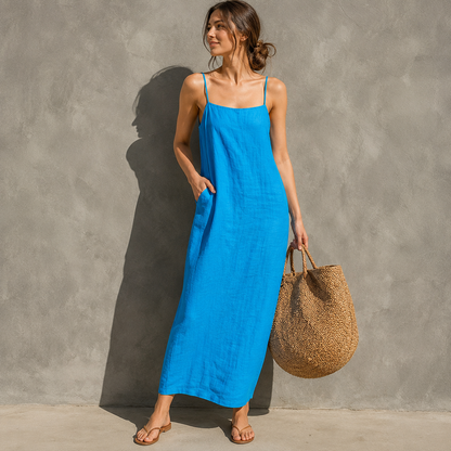 Ivara™ | Robe Longue Effet Lin Couvrant Le Ventre