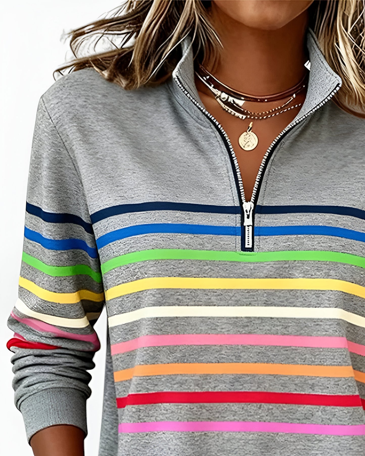 Kira™ | Pull zippé rayé décontracté