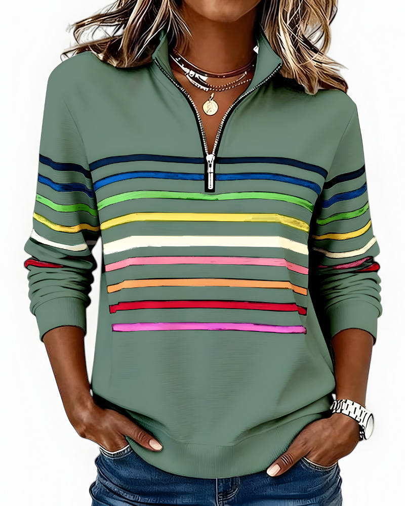 Kira™ | Pull zippé rayé décontracté