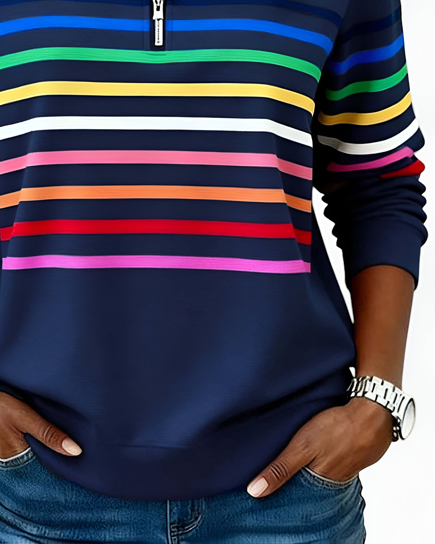 Kira™ | Pull zippé rayé décontracté
