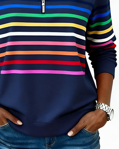 Kira™ | Pull zippé rayé décontracté