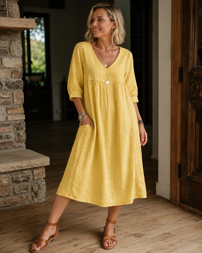 Nessa™ | Robe Midi Aérienne Avec Détail En Dentelle Couvrant Le Ventre
