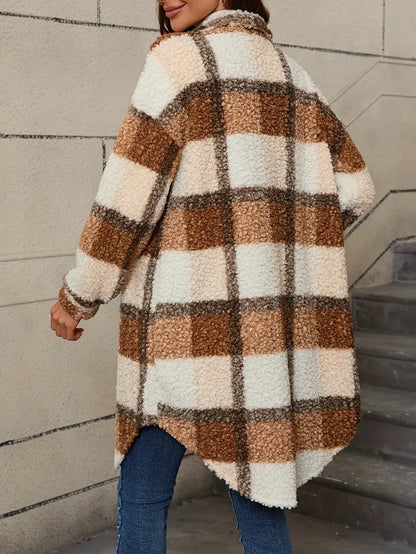 Isabelle | Veste teddy à carreaux confortable