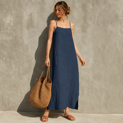 Ivara™ | Robe Longue Effet Lin Couvrant Le Ventre
