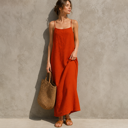 Ivara™ | Robe Longue Effet Lin Couvrant Le Ventre
