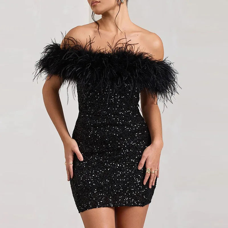 Rinna™ | Robe pailletée élégante à épaules dénudées