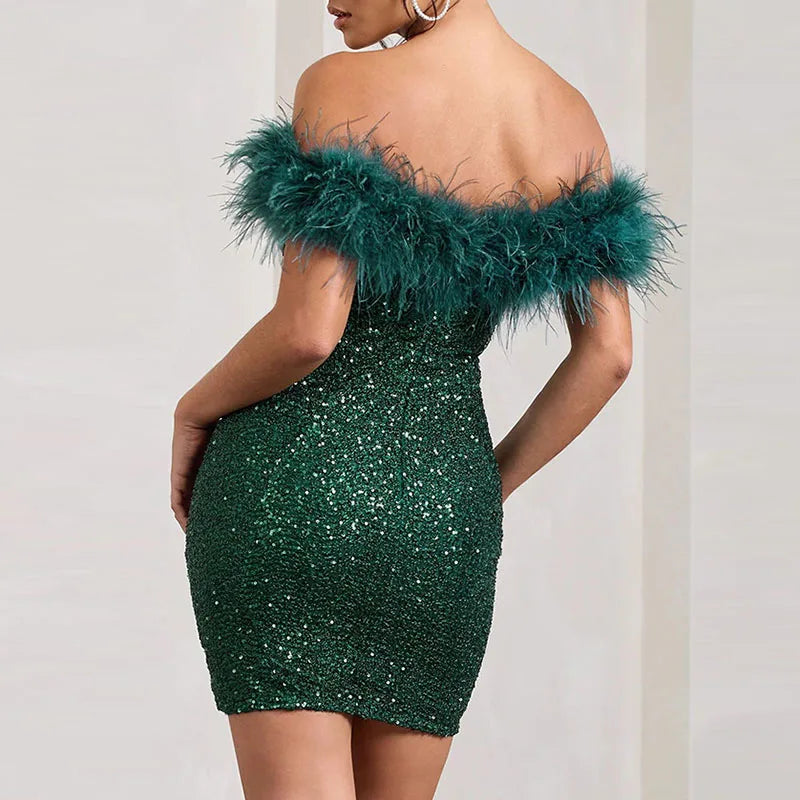 Rinna™ | Robe pailletée élégante à épaules dénudées
