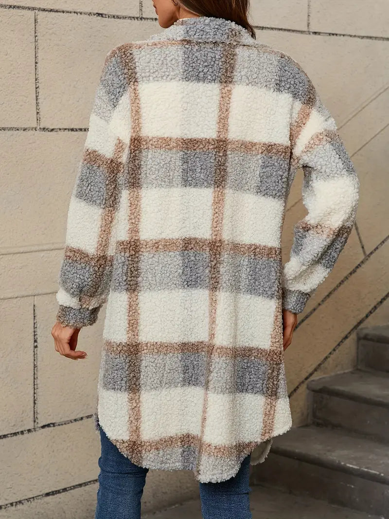 Isabelle | Veste teddy à carreaux confortable