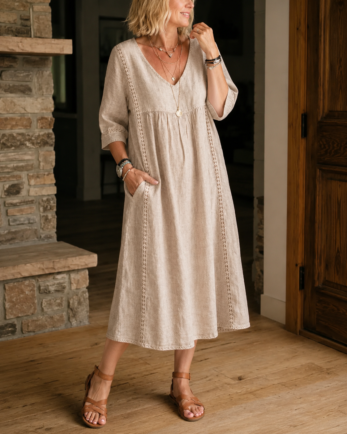 Nessa™ | Robe Midi Aérienne Avec Détail En Dentelle Couvrant Le Ventre