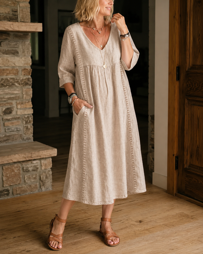 Nessa™ | Robe Midi Aérienne Avec Détail En Dentelle Couvrant Le Ventre