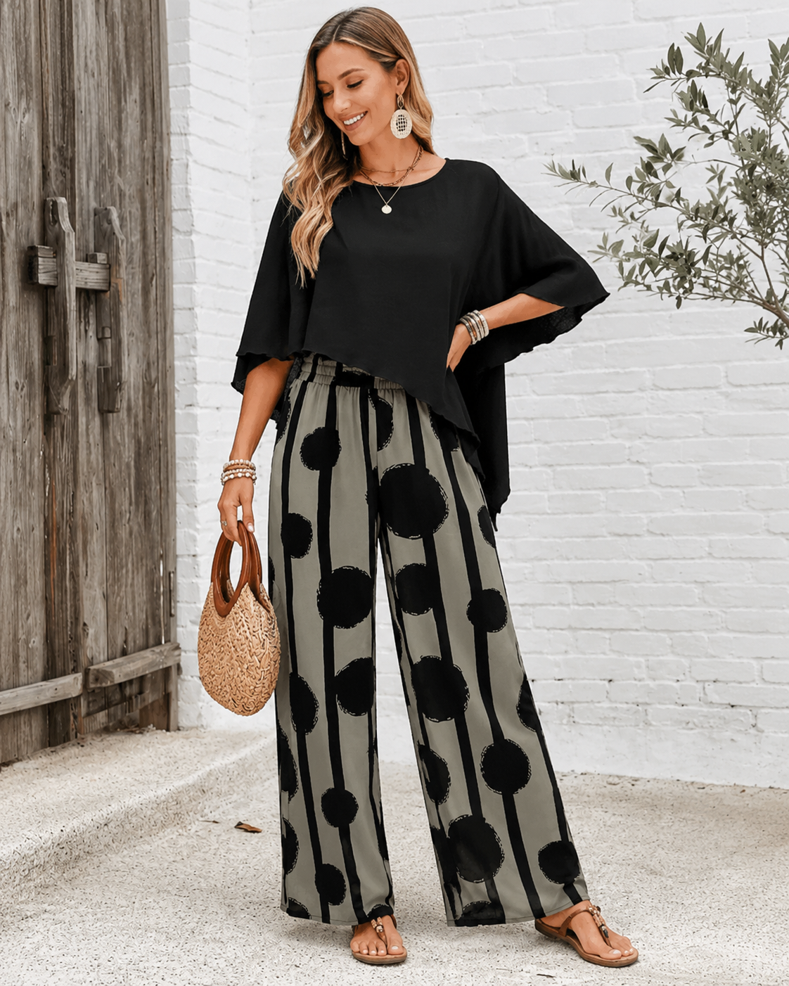 Eleni™ | Ensemble Deux Pièces Avec Pantalon Large