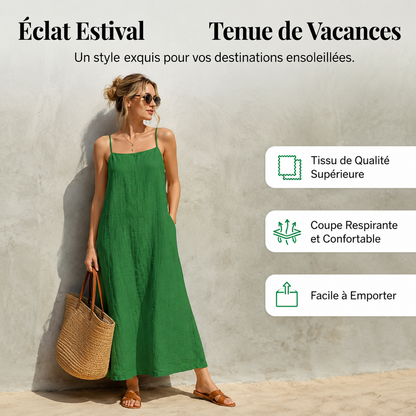 Ivara™ | Robe Longue Effet Lin Couvrant Le Ventre