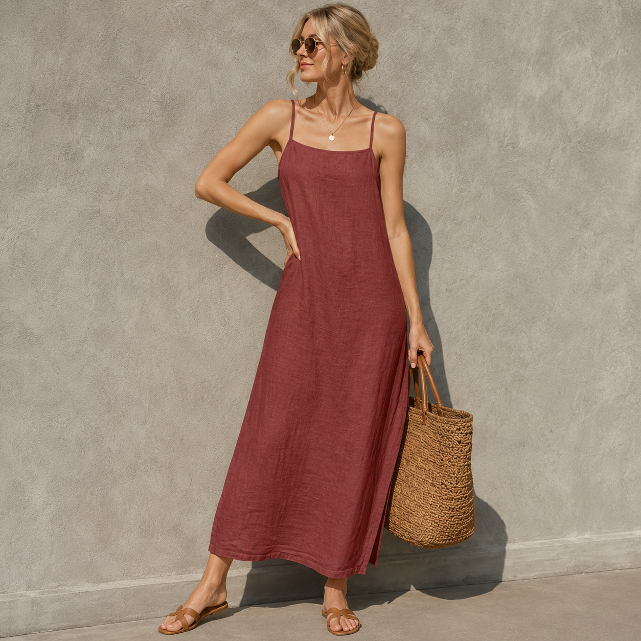 Ivara™ | Robe Longue Effet Lin Couvrant Le Ventre