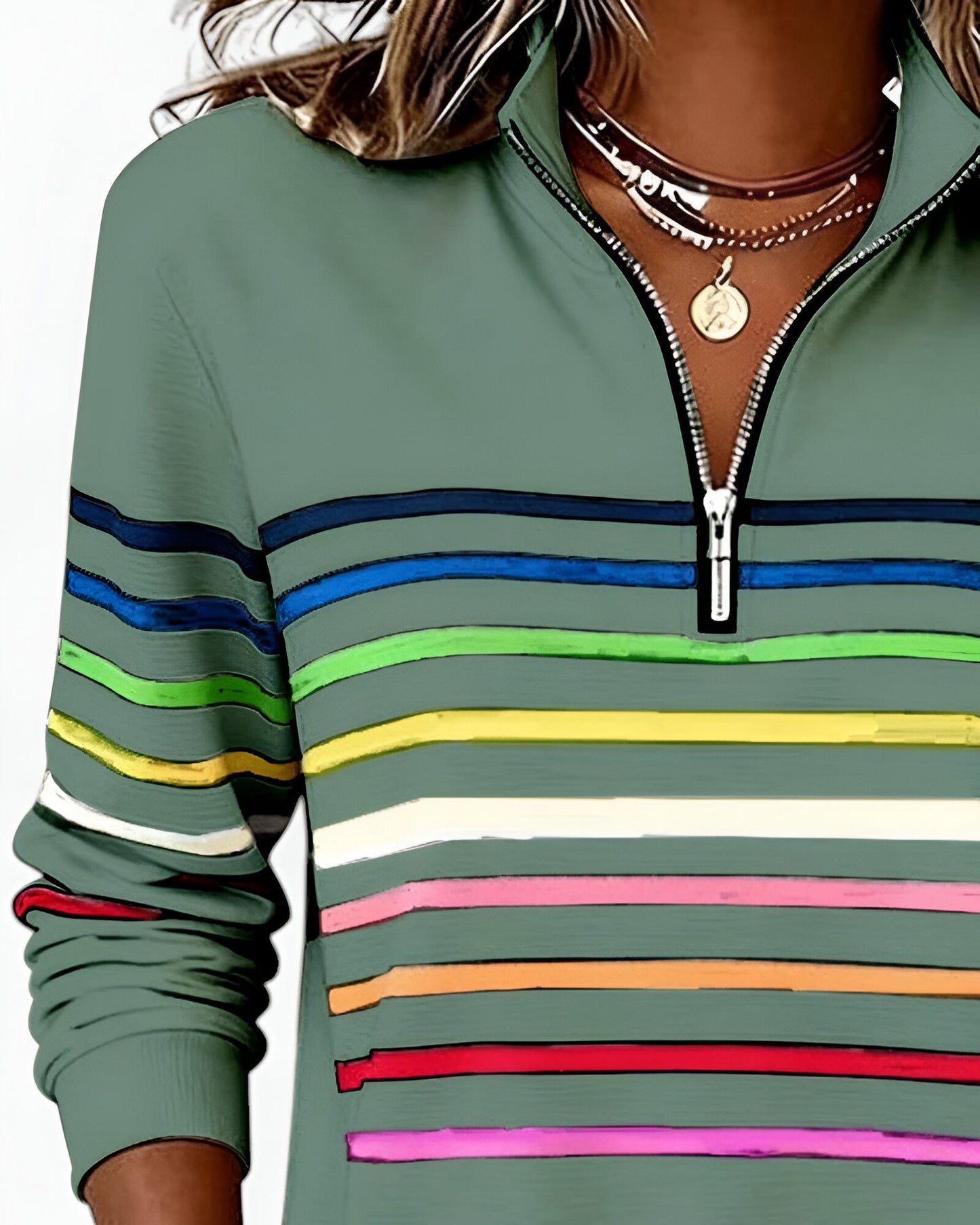 Kira™ | Pull zippé rayé décontracté