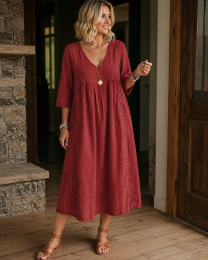 Nessa™ | Robe Midi Aérienne Avec Détail En Dentelle Couvrant Le Ventre