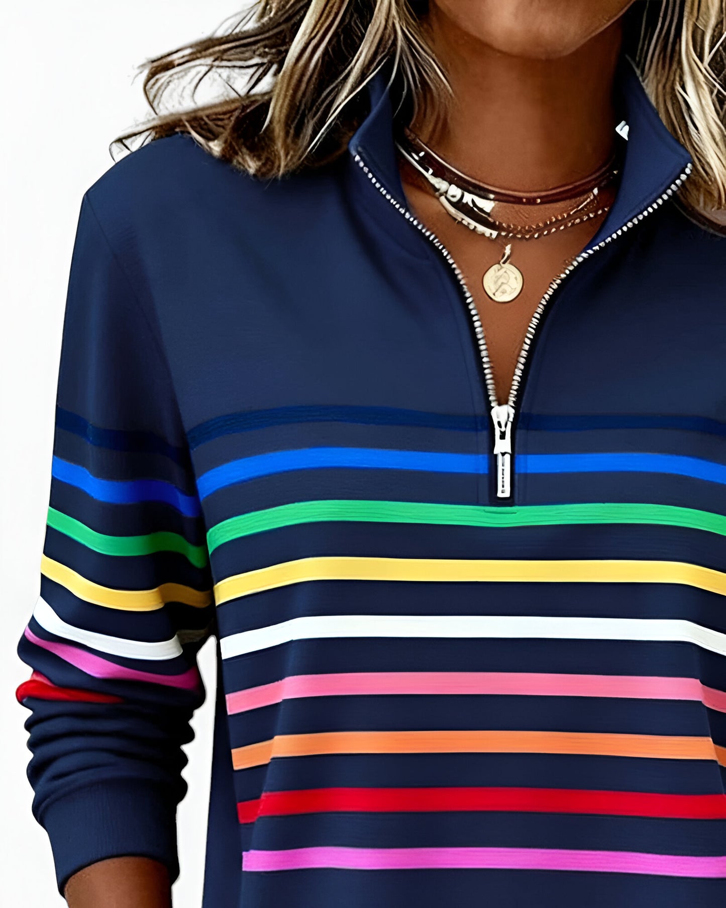 Kira™ | Pull zippé rayé décontracté