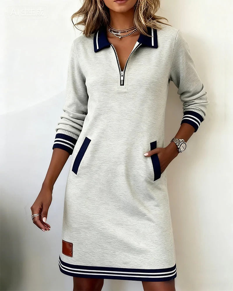 Sylvia™ | Robe en Coton à Manches Longues Chic